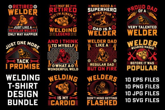 A Welder Welding T-Shirt Design Bundle for Professional Branding Graphics