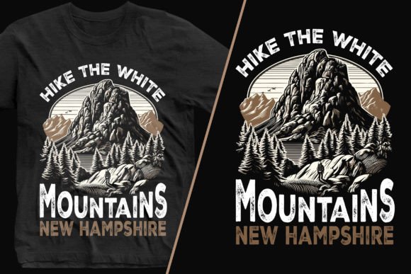 Hike the White Mountain: A Graphics Asset for Outdoor T-Shirt Designs