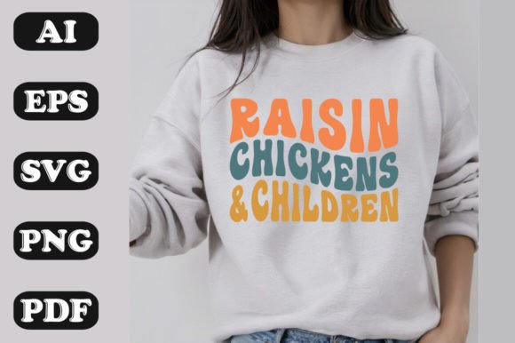 Raisin Chickens and Children: A Versatile Retro T-Shirt Design