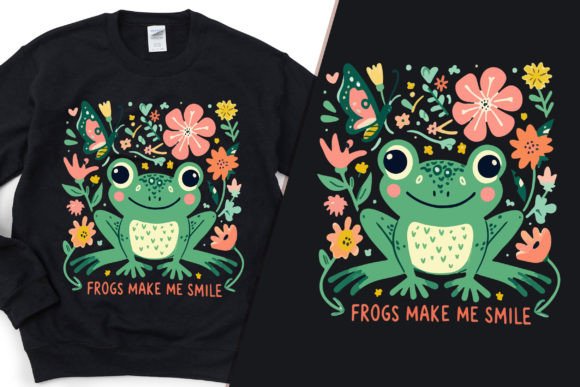 The Frog Makes Me Smile Classy T-Shirt Graphic Design Asset